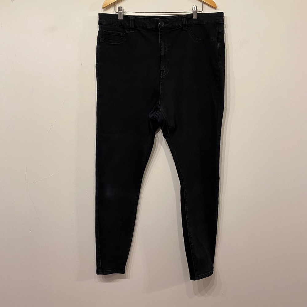 Forever 21+ Womens Plus Size 20 Black High Rise Skinny Jeans Slim Fit Denim